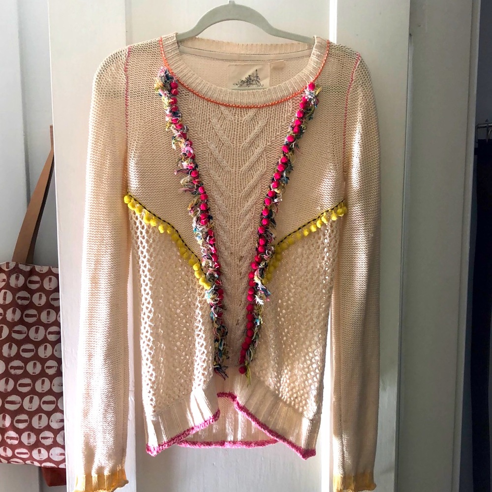 Anthropologie angel of the north knit Pom Pom sweater